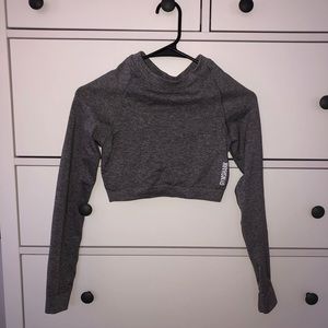 ADAPT MARL SEAMLESS LONG SLEEVE CROP TOP